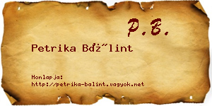 Petrika Bálint névjegykártya