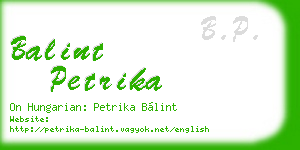 balint petrika business card